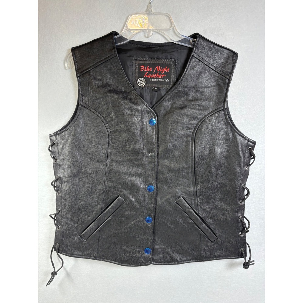 Bike Night Leather Daniel Smart Women's XL Genuine Leather Motorcycle Biker Vest